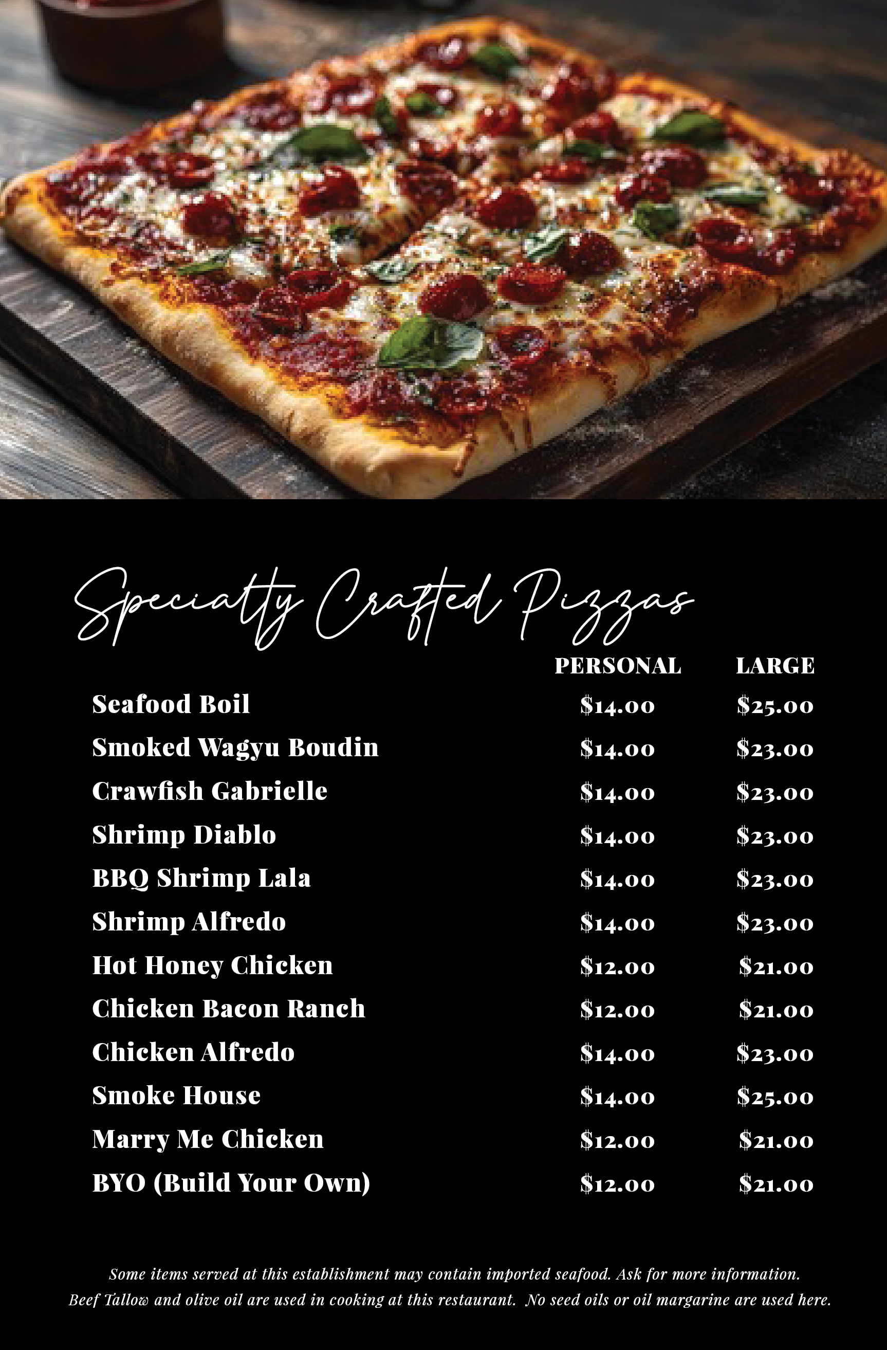 Chef Beaux 2 Geaux menu page 2